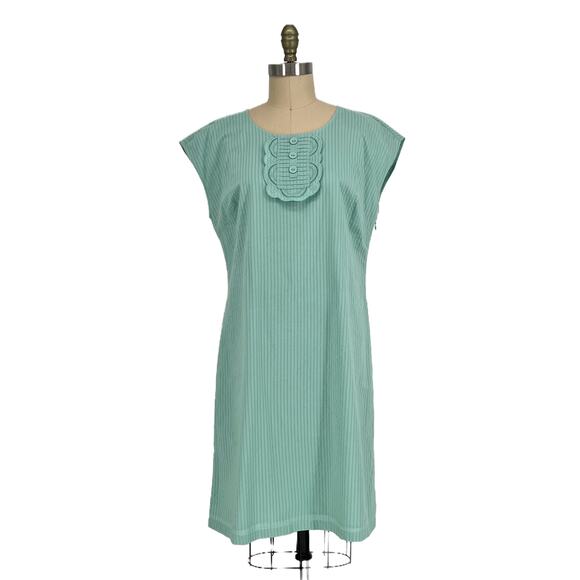 Boden Striped Lace Eyelet Shift Day Dress Seafoam/Mint UK 14L US 10 Long - Picture 2 of 10